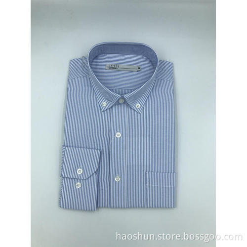Good Price Button Collar Blue Stripes Dress Shirts